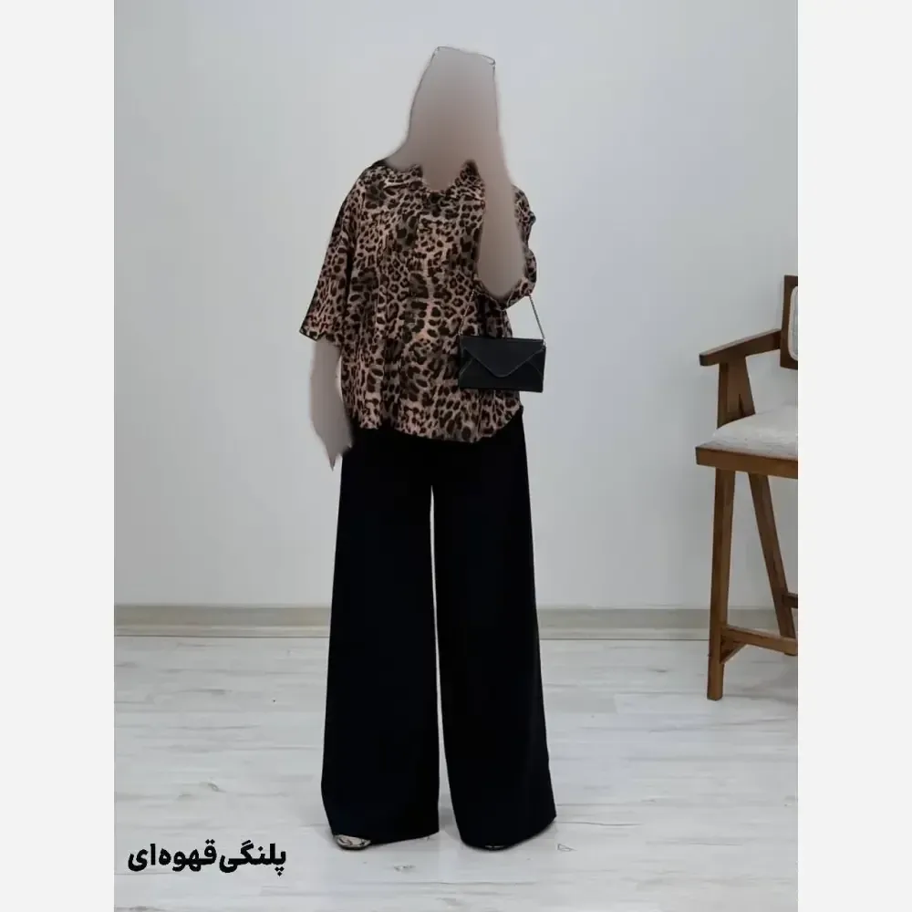 شومیز شلوار طرح دار کرپ بوگاتی زنانه فری سایز 38 تا 46 رنگ بندی متنوع