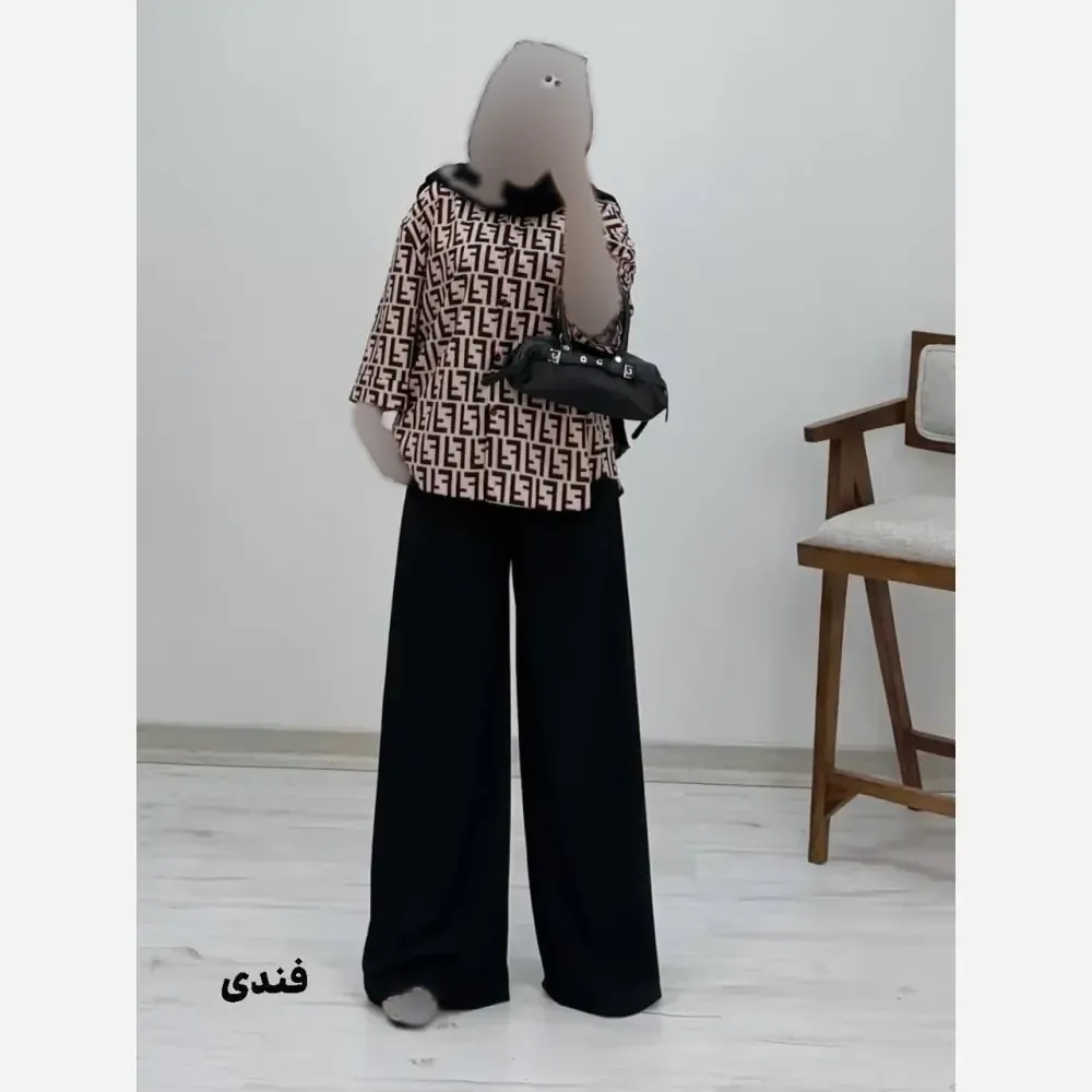 شومیز شلوار طرح دار کرپ بوگاتی زنانه فری سایز 38 تا 46 رنگ بندی متنوع