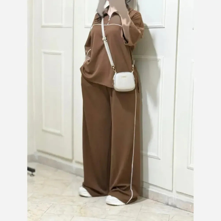 ست نیم زیپ سیلک ریزشی اعلا مناسب چهار فصل کیفیت تضمینی فری سایز زنانه