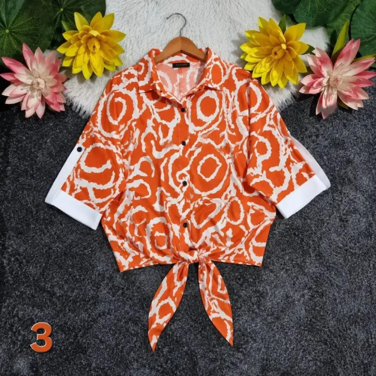 شومیز گره ای زنانه الیزه سایز فری تا 50 مناسب روزمره و مهمانی