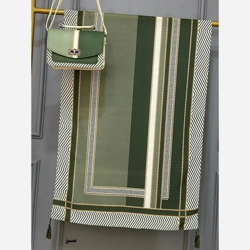 ست کیف شال ورساچه تیبا مخمل و چرم نخی اعلا 190x70 17x23