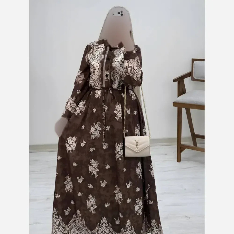 پیراهن ساحلی زنبق فلورنخ زنانه فری سایز مشکی سورمه ای نسکافه ای کله غازی