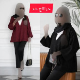 شومیز نیلوفر مراکشی یقه سفید جنس ابریشم فری سایز رنگ بژ و نوکمدادی