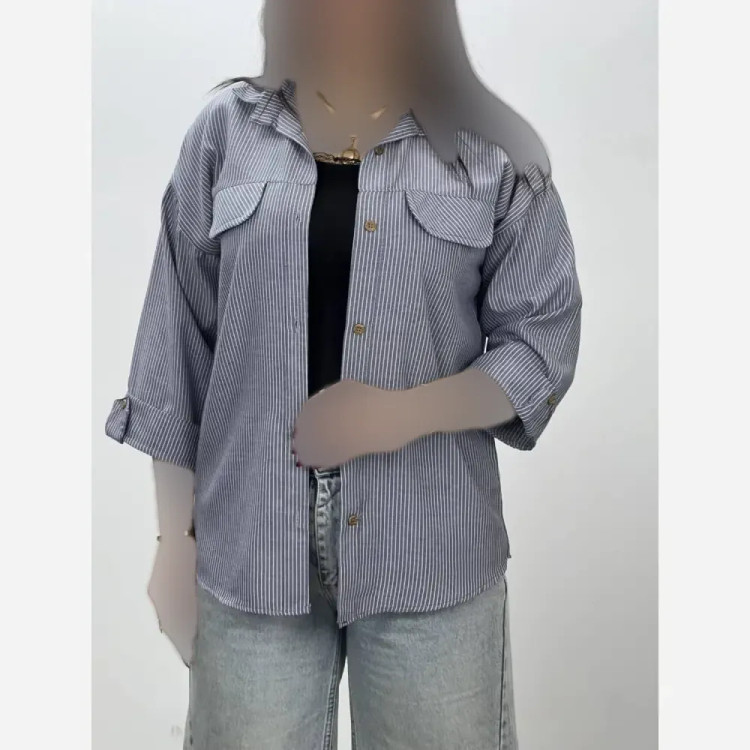 شومیز یلدا راه راه اسپرت داکرون پنبه فری سایز 36 تا 46