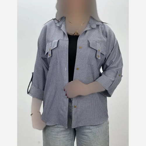 شومیز صلیبی ستاره لنین کتان زنانه فری سایز 36 تا 46