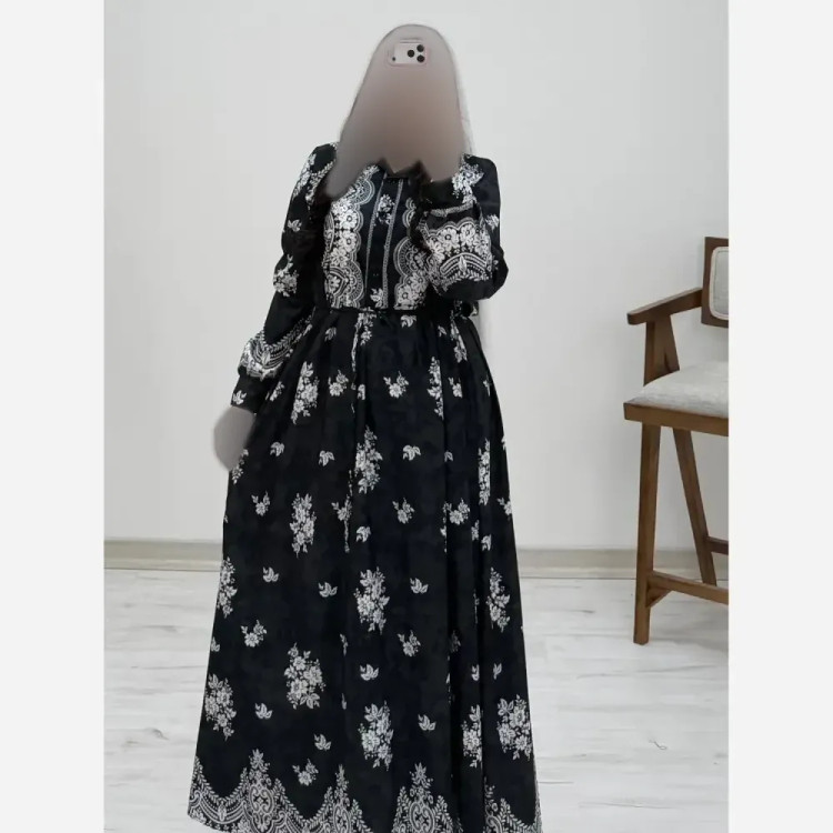 پیراهن ساحلی زنبق فلورنخ زنانه فری سایز مشکی سورمه ای نسکافه ای کله غازی