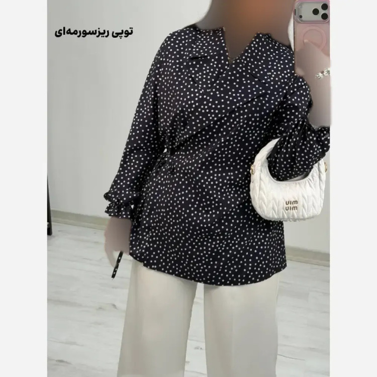 شومیز یقه انگلیسی شادی کرپ بوگاتی فری سایز 38 تا 46