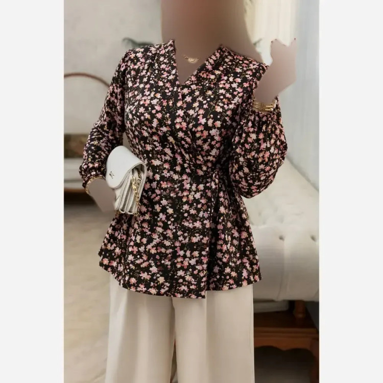 شومیز یقه انگلیسی شادی کرپ بوگاتی فری سایز 38 تا 46