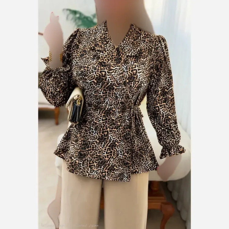 شومیز یقه انگلیسی شادی کرپ بوگاتی فری سایز 38 تا 46
