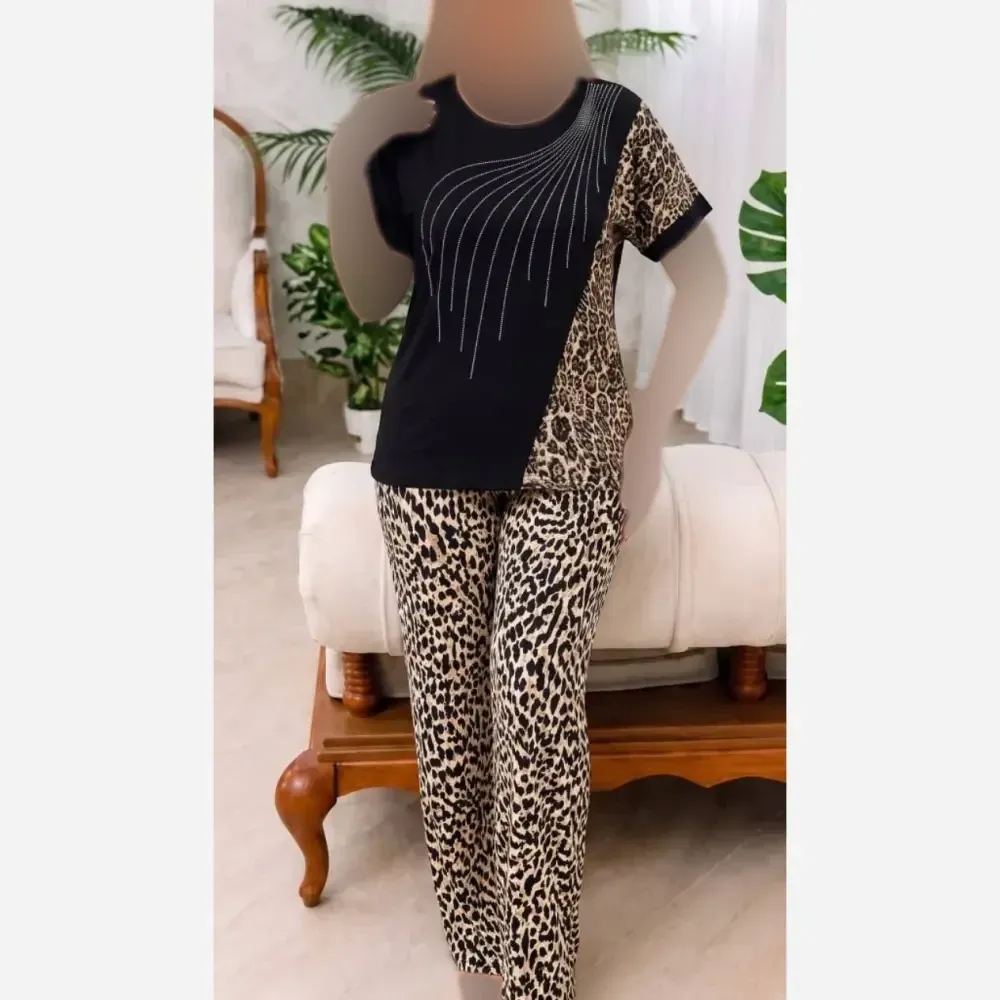 ست وانیل ویسکوز الیزه فول کش پلنگی روشن و تیره فری سایز 38 تا 48