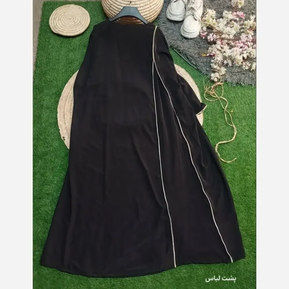 عبایی نواردوزی محرمی الیزه اعلا مشکی قد 140 سایز 38 تا 46 فری