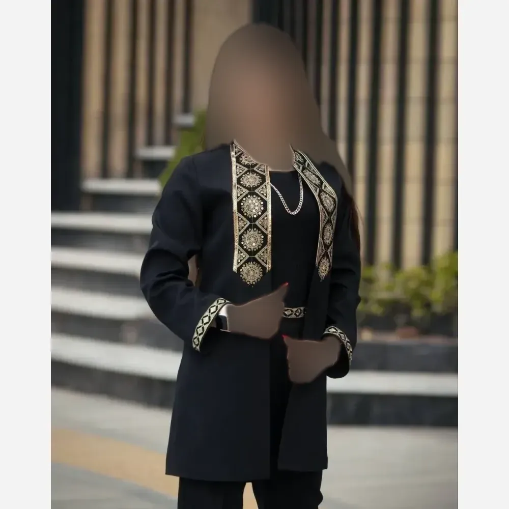 کت شلوار بهدوخت پرشین مکانیک فری سایز زنانه طلایی نقره ای
