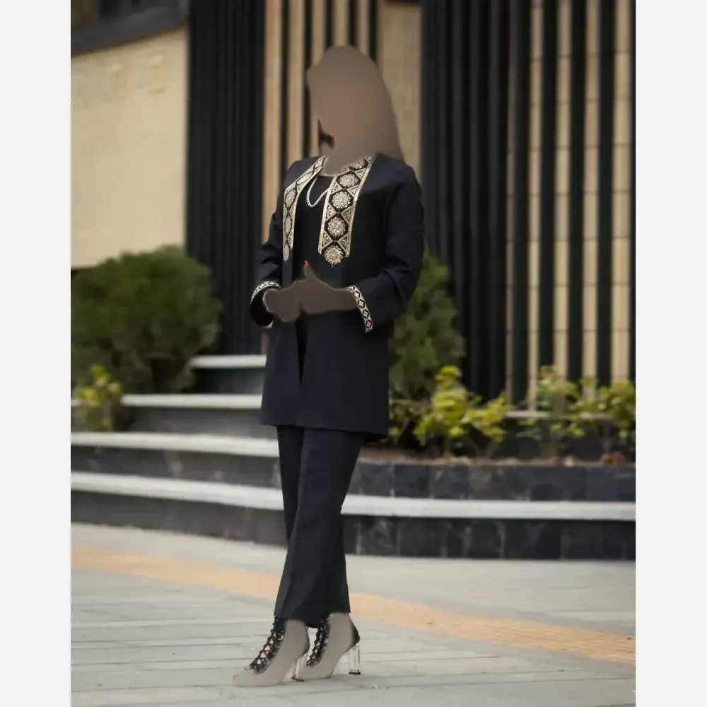 کت شلوار بهدوخت پرشین مکانیک فری سایز زنانه طلایی نقره ای