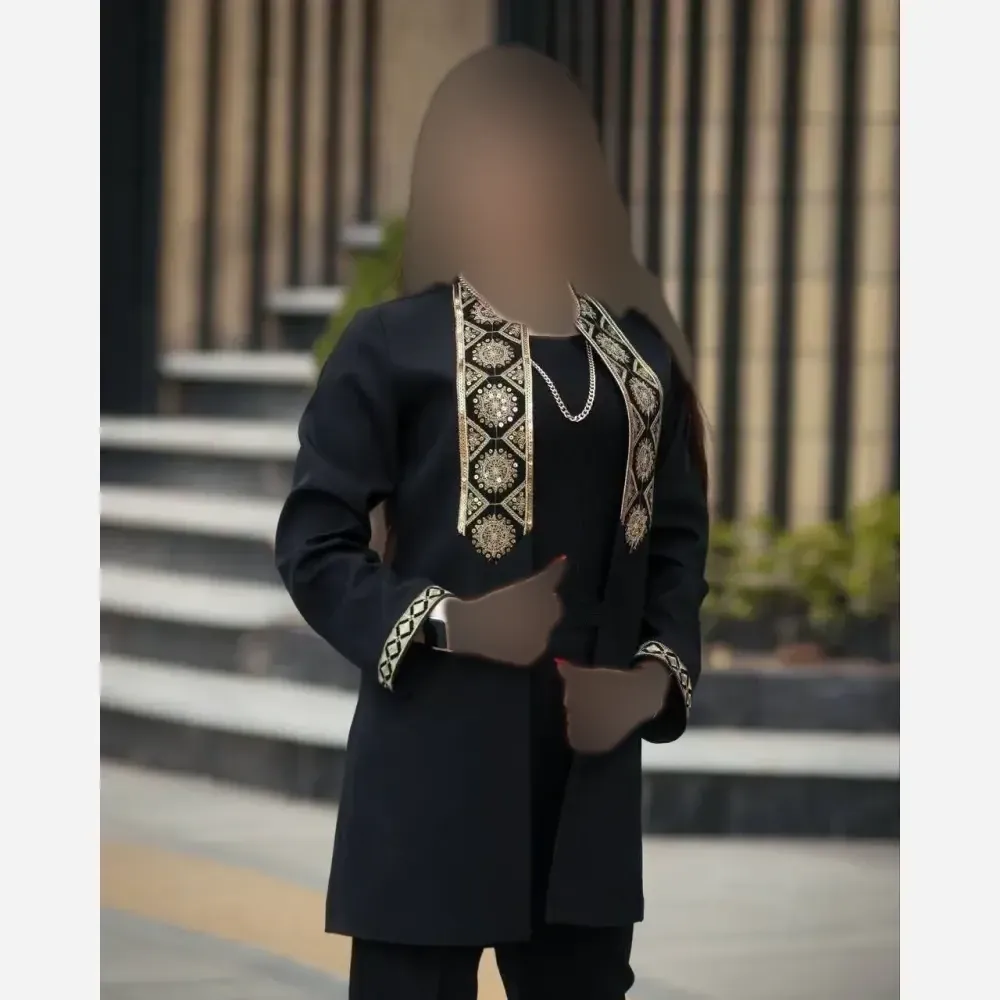 کت شلوار بهدوخت پرشین مکانیک فری سایز زنانه طلایی نقره ای