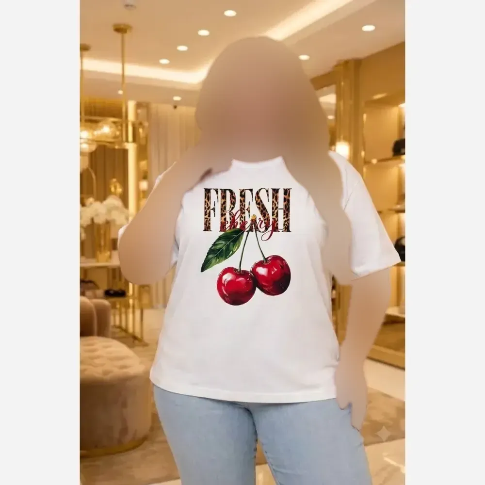 تیشرت قواره پلاس نخ پنبه باکیفیت سایز فری44_54 مناسب خانم ها و آقایان