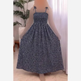 پیراهن نخی کش دوزی شده ملیس فری سایز 38 تا 46 قد 134 سانت