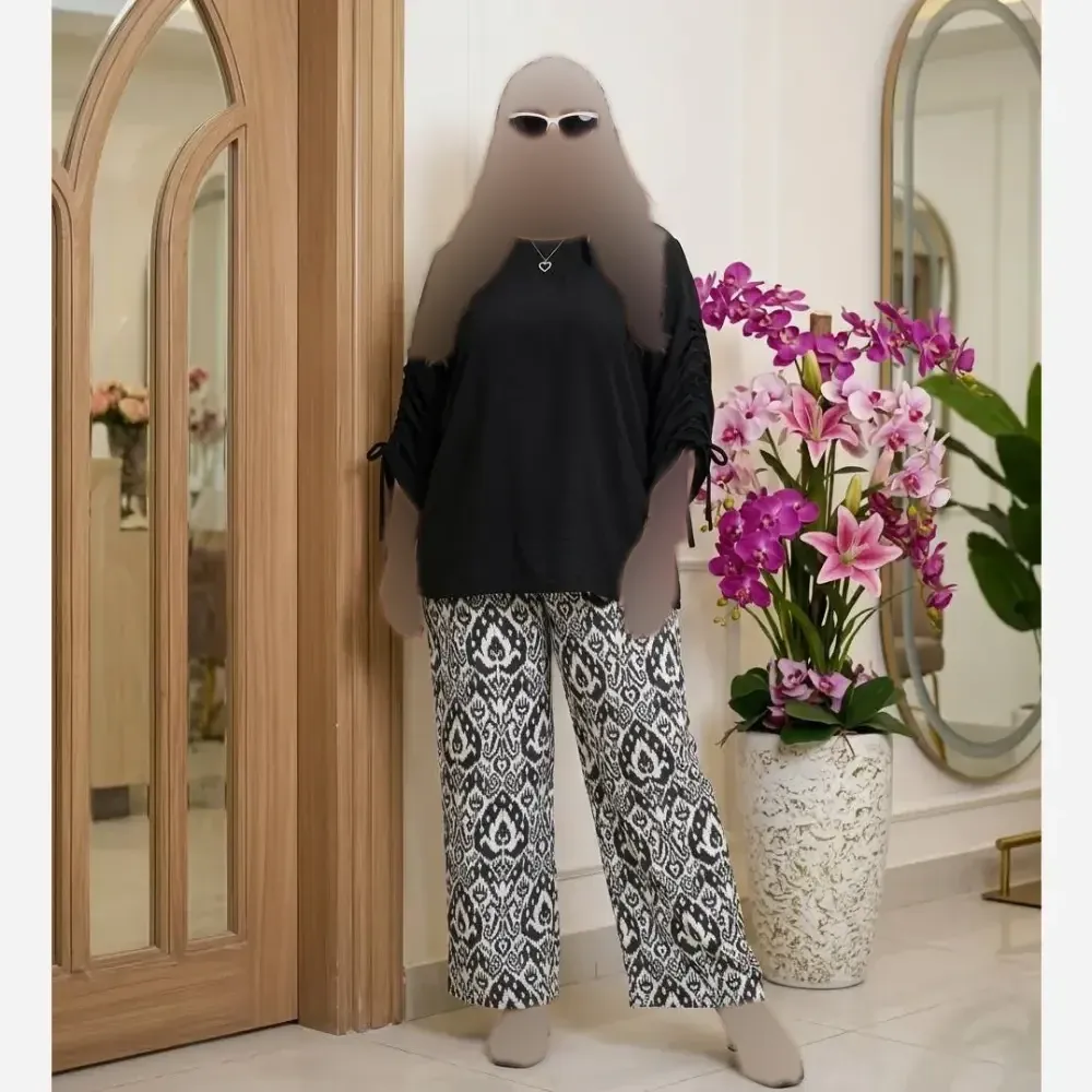ست شومیز شانتون صوفیا و شلوار نخی اعلا زنانه آناهیتا فری سایز تا 48