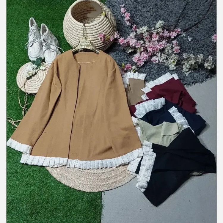 کت زویا کنفی تایلندی رنگ شتری سایز 38 تا 46 فری
