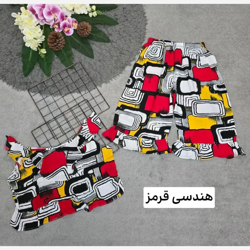 ست تاپ و شلوارک نخی مدل ماریا فری سایز 36 تا 46