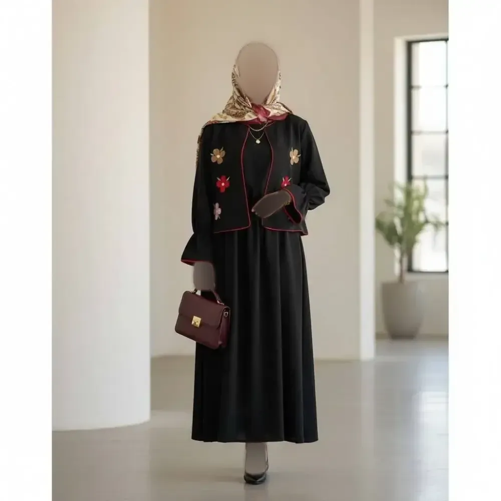 کت و سارافون گلدوزی نیایش مازراتی مشکی فری سایز