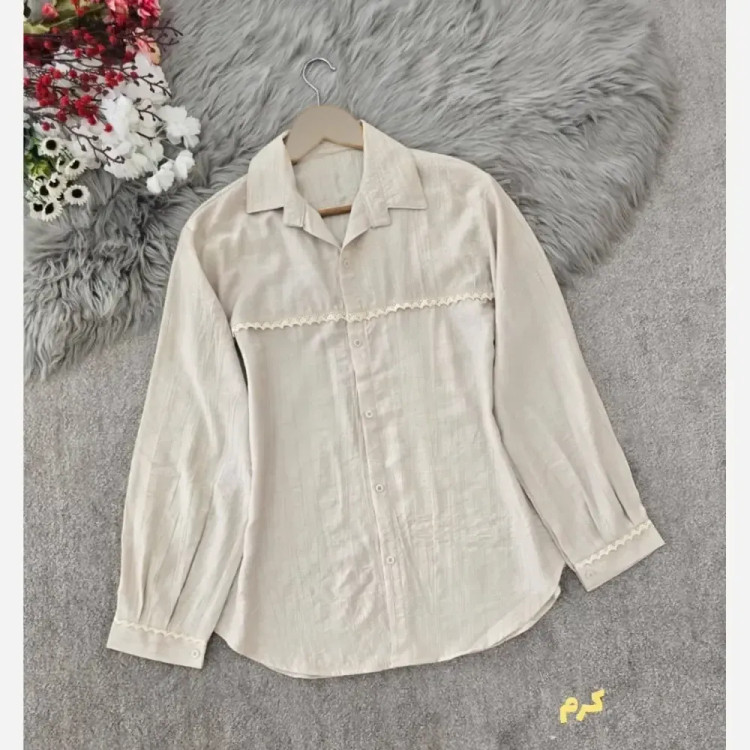 شومیز نوار گیپور زنانه فری سایز در رنگبندی مشکی کرم نسکافه ای سبز سدری جنس NM قد 73 دور سینه 110