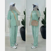 ست تیشرت و شلوار زنانه طرح کریستین دیور پنبه گلکسی فری سایز