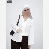 ست مانتو و اسکارف رابرت کریشه شیمر وارداتی فری سایز