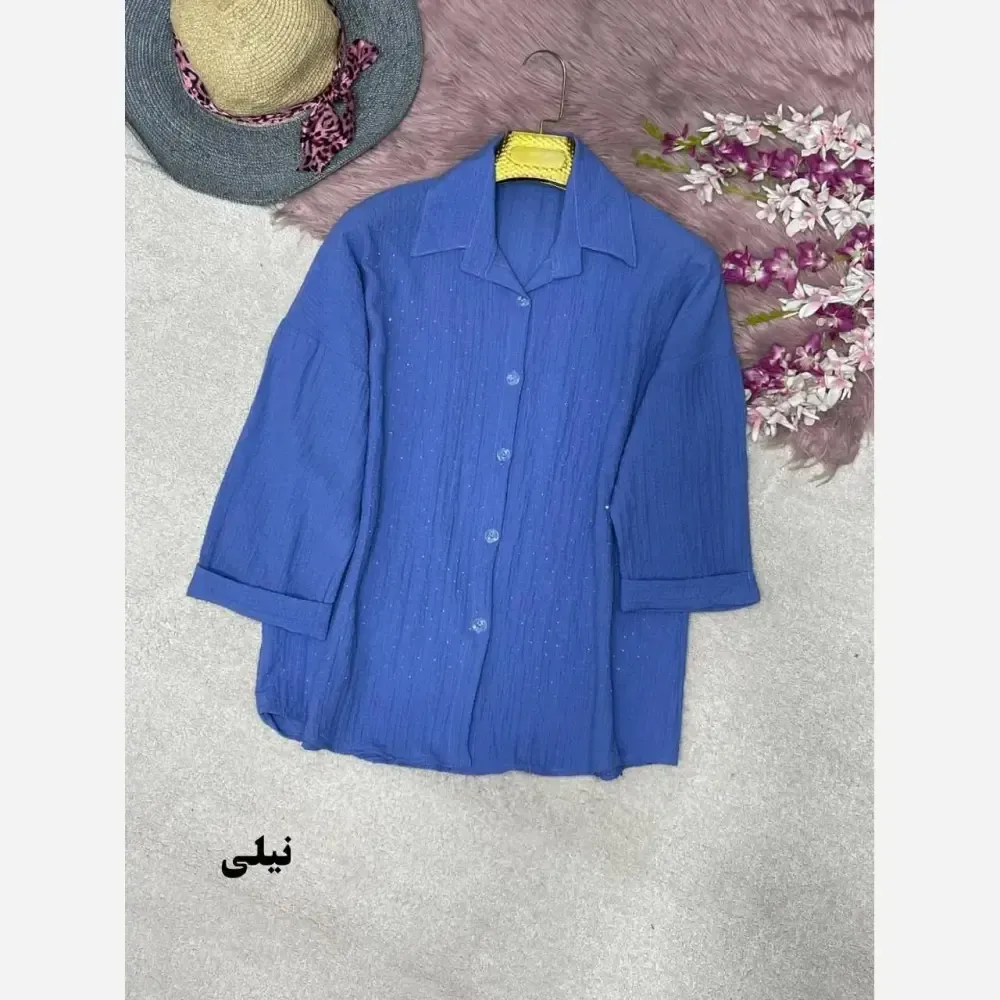 شومیز نگینی طناز جنس پنزی پفکی فری سایز