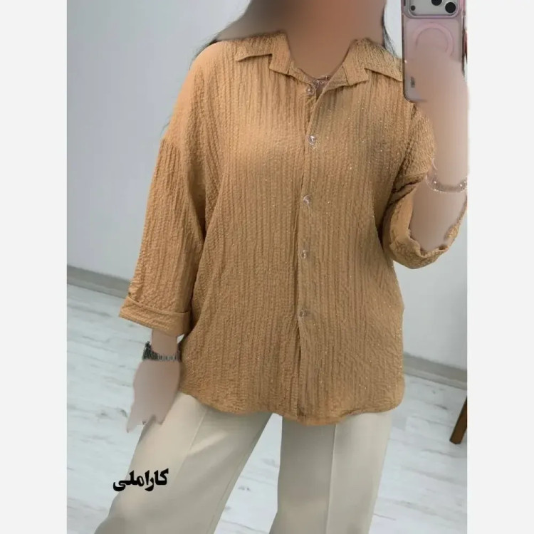 شومیز نگینی طناز جنس پنزی پفکی فری سایز