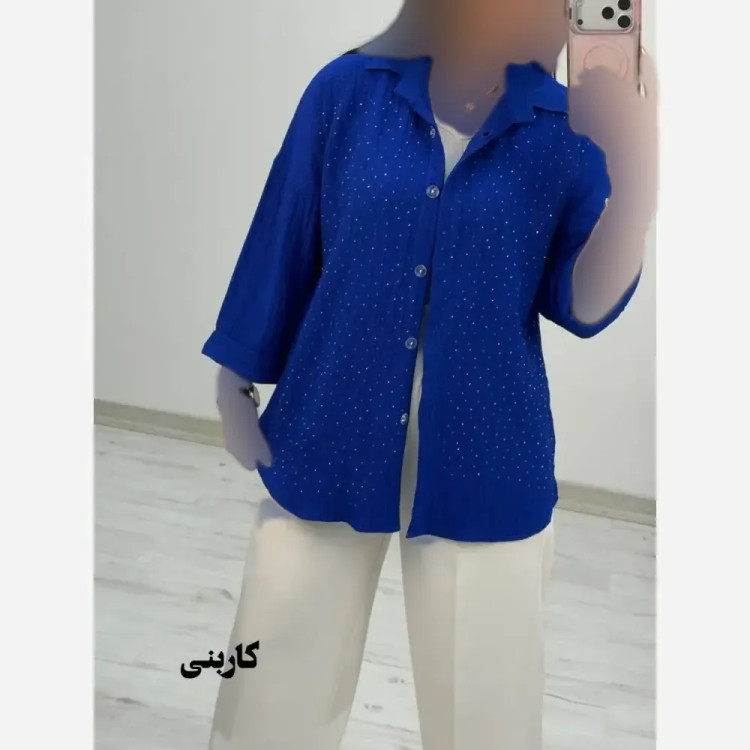 شومیز نگینی طناز جنس پنزی پفکی فری سایز