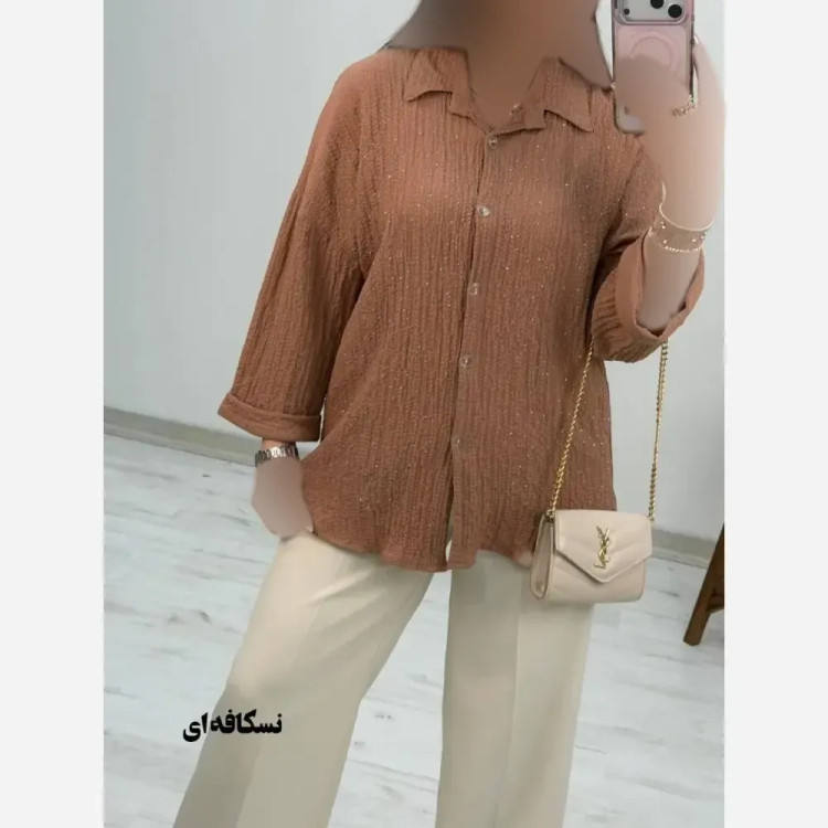 شومیز نگینی طناز جنس پنزی پفکی فری سایز