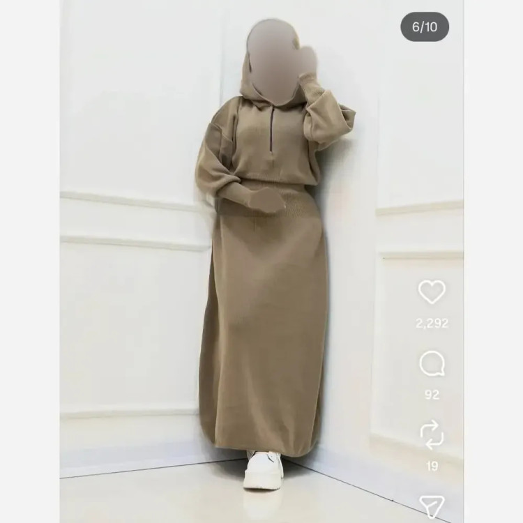 کفتان بافت اکریلیک کلاهدار بلند سایز 38 تا 50