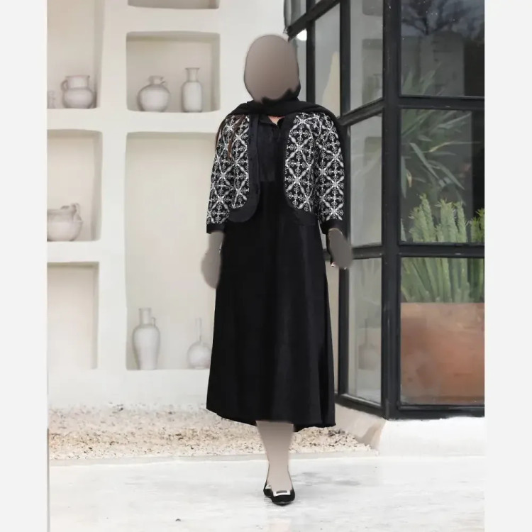 کت تک زنانه مخمل خرجکار هندی فری سایز مدل نیلناز