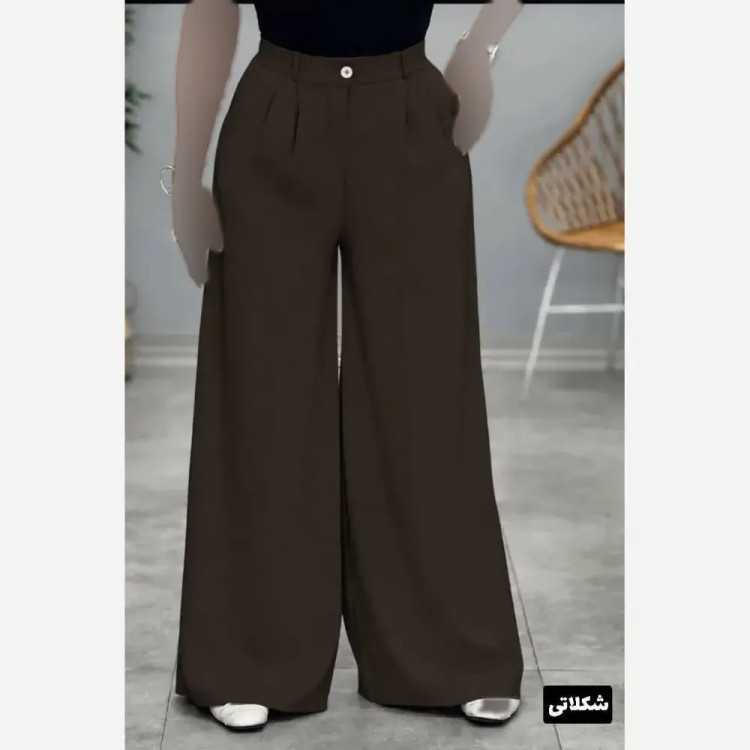 شلوار ریزشی زنانه جنس بزایاق قد 110 جیبدار