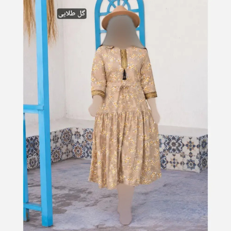 پیراهن بهارناز کرپ بوگاتی خرجکار طلایی سایز 36 تا 46