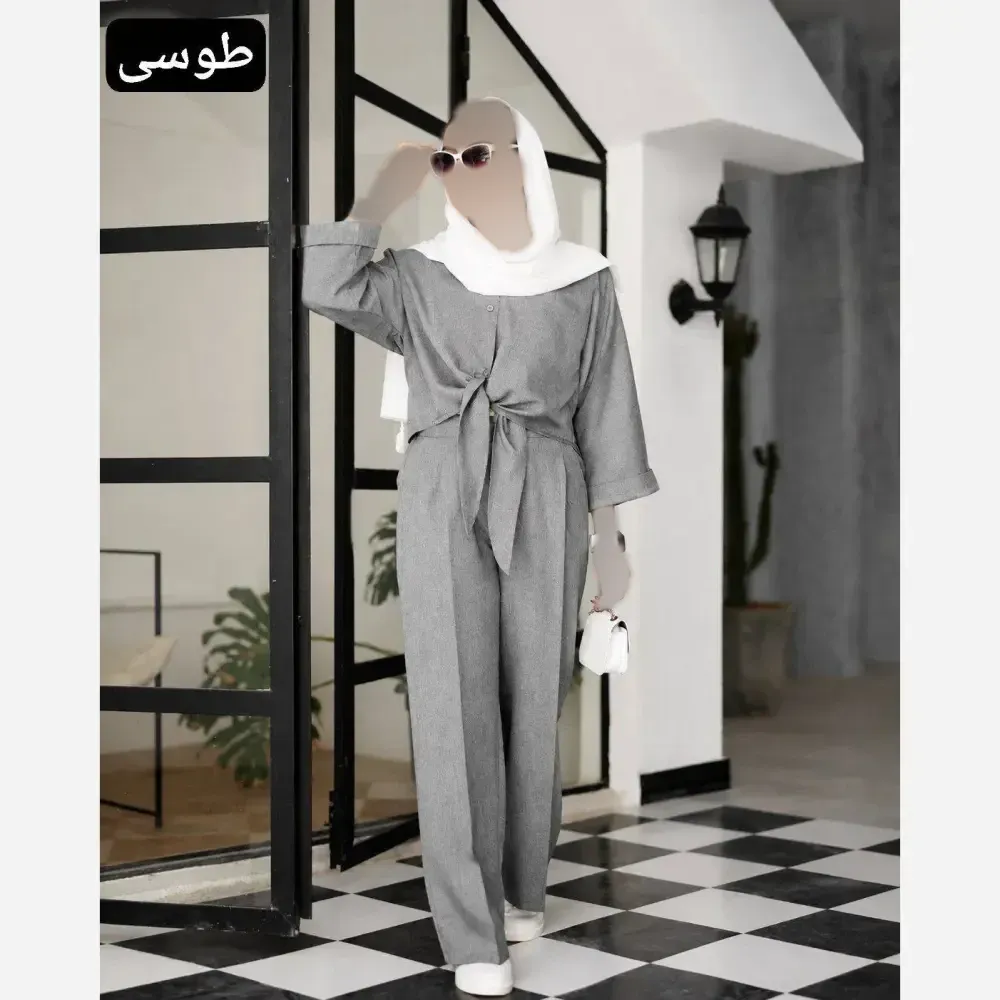ست شومیز شلوار زنانه نگار جنس دلتا کراش فری سایز
