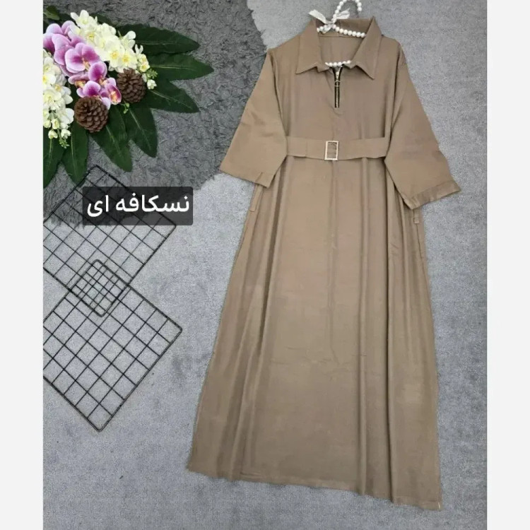 عبا مدل نازیلا جنس تنسل اعلا فری سایز کمربنددار