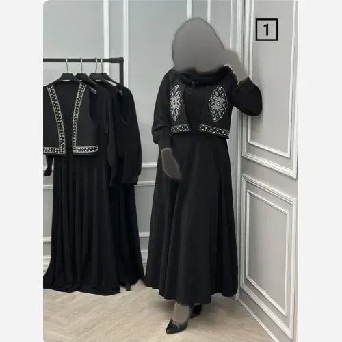 ست دوتیکه مدل ماریا پیراهن بوگاتی و ژیله کرپ مازراتی گلدوزی شده فری سایز