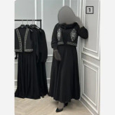 ست دوتیکه مدل ماریا پیراهن بوگاتی و ژیله کرپ مازراتی گلدوزی شده فری سایز