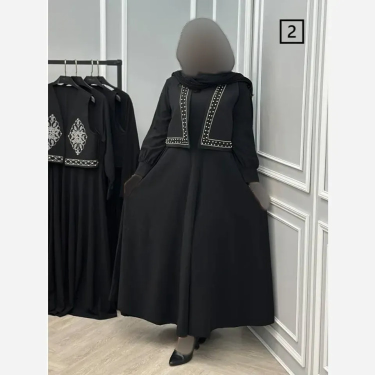 ست دوتیکه مدل ماریا پیراهن بوگاتی و ژیله کرپ مازراتی گلدوزی شده فری سایز