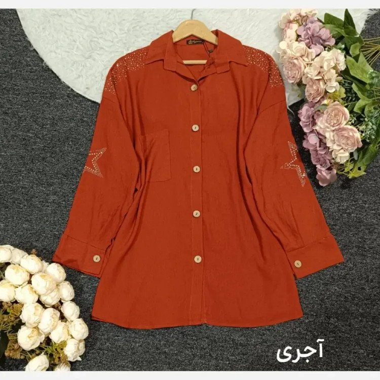 شومیز مانتویی زنانه کرسپو نگین دار فری سایز 38 تا 46