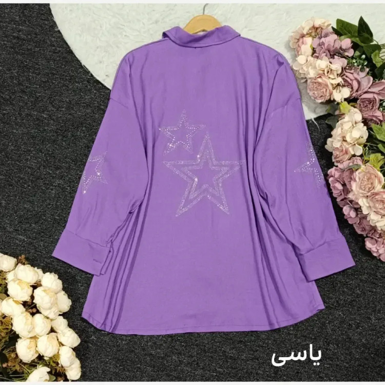 شومیز مانتویی زنانه کرسپو نگین دار فری سایز 38 تا 46