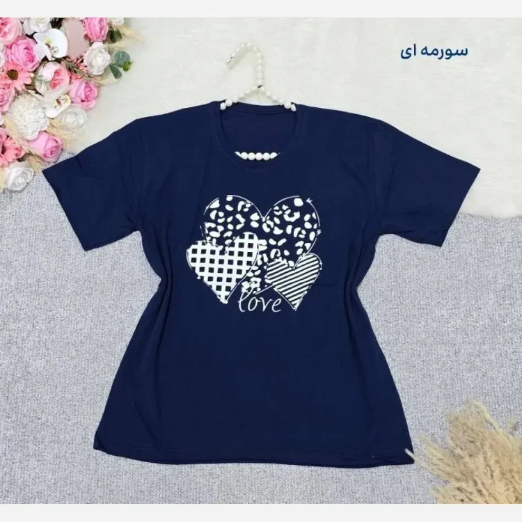 تیشرت باکسی نخ پنبه طرح LOVE فری سایز