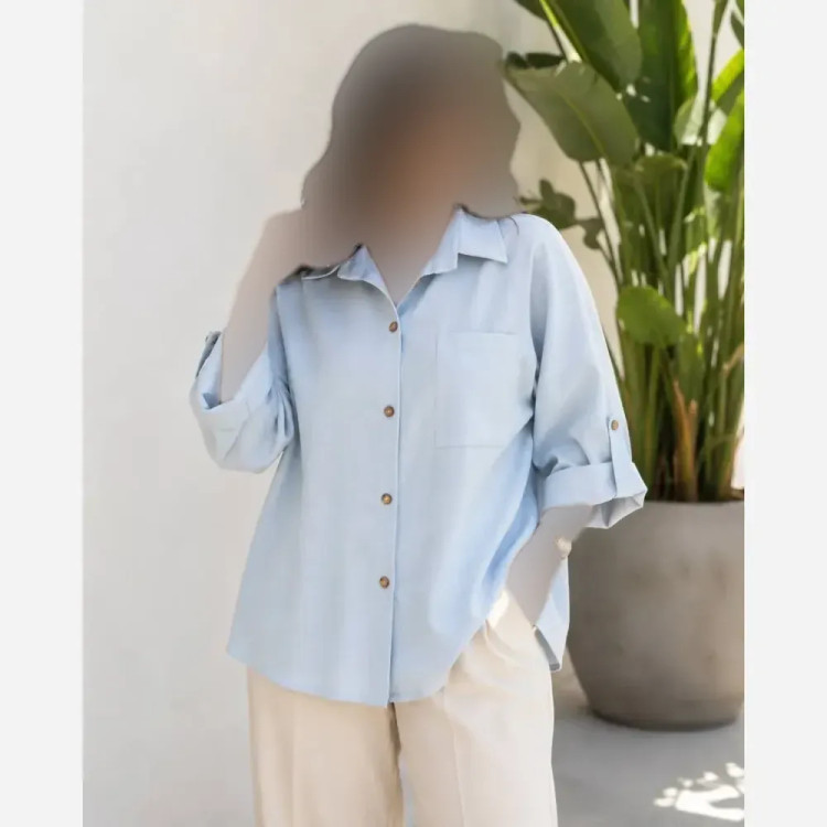 شومیز تنسل پری زنانه فری سایز تا 48 رنگ مشکی کرم آبی صورتی
