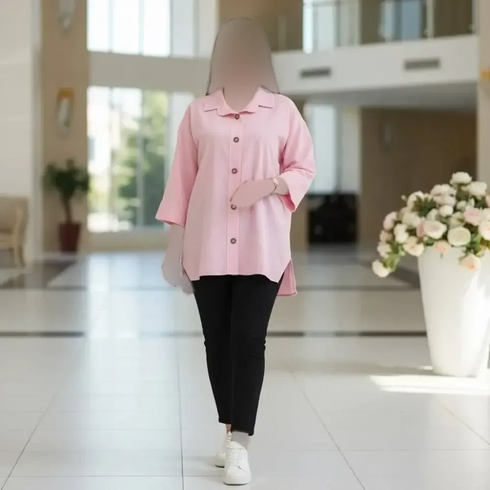 مانتو باکسی لنین پنبه ستایش فری سایز رنگ بندی متنوع