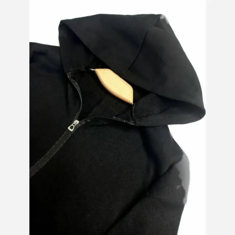 سویشرت جلوزیپ ساده دورس توکرکی رنگ مشکی سایز فری 38 تا 46