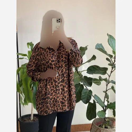 شومیز اسپرسو زنانه جنس بوگاتی فری سایز 36 تا 46 قد 70 سانت