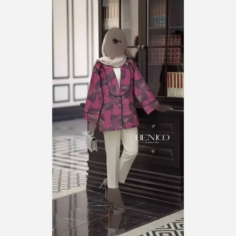 کت تک زنانه ژاکارد درجه یک مدل الناز رنگ سرخابی و آجری سایز فری تا 46