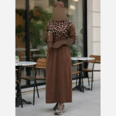 کفتان بافت اکریلیک ساعت شنی مدل پلنگی کلاهدار سایز 38 تا 50