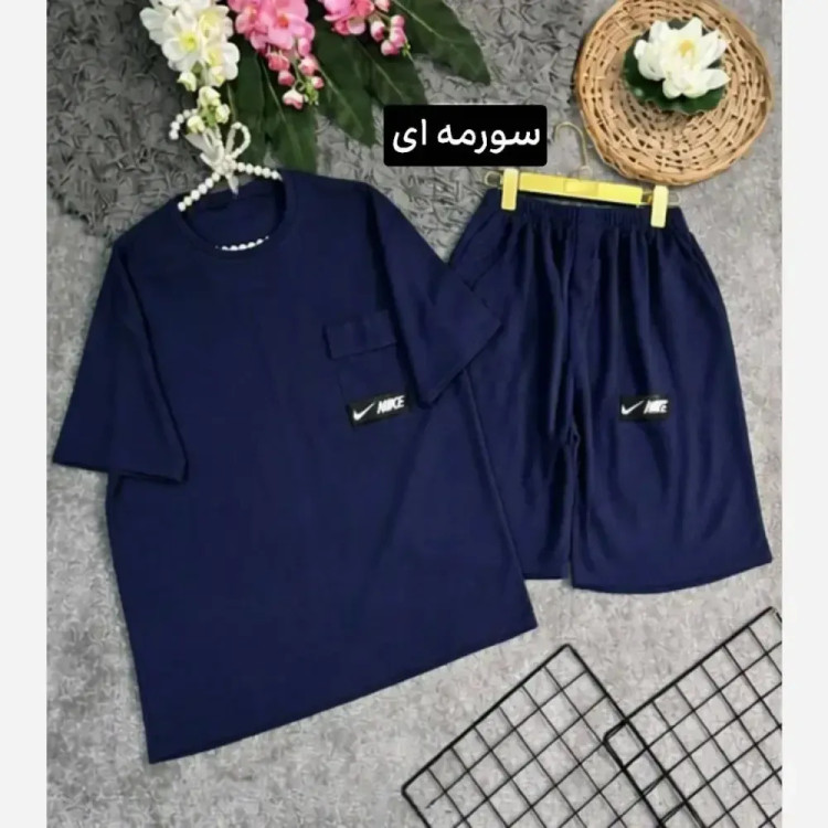ست تی شرت و شلوارک بیسکویتی فری سایز 36 تا 46 جیب دار